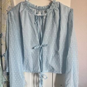 Cute Blue Tie Top
